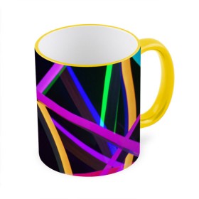 Кружка с принтом Светящиеся полосы в Белгороде, керамика | ёмкость 330 мл | abstract | neon | абстрактно | абстрактный | абстракция | линии | неон | неонка | неоновая | неоновые | неоновый | полоски | полосы | разноцветные | светящиеся | цветные