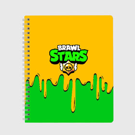 Тетрадь с принтом BRAWL STARS в Белгороде, 100% бумага | 48 листов, плотность листов — 60 г/м2, плотность картонной обложки — 250 г/м2. Листы скреплены сбоку удобной пружинной спиралью. Уголки страниц и обложки скругленные. Цвет линий — светло-серый
 | brawl stars | bull | colt | leon | stars | берли | бо | брок | ворон | джесси | динамайк | дэррил | кольт | леон | мортис | нита | пайпер | пенни | поко | пэм | рикошет | спайк | тара | фрэнк | шелли | эль примо