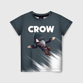 Детская футболка 3D с принтом BRAWL STARS CROW в Белгороде, 100% гипоаллергенный полиэфир | прямой крой, круглый вырез горловины, длина до линии бедер, чуть спущенное плечо, ткань немного тянется | brawl stars | bull | colt | crow | leon | stars | берли | бо | брок | ворон | джесси | динамайк | дэррил | кольт | леон | мортис | нита | пайпер | пенни | поко | пэм | рикошет | спайк | фрэнк | шелли | эль примо