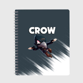 Тетрадь с принтом BRAWL STARS CROW в Белгороде, 100% бумага | 48 листов, плотность листов — 60 г/м2, плотность картонной обложки — 250 г/м2. Листы скреплены сбоку удобной пружинной спиралью. Уголки страниц и обложки скругленные. Цвет линий — светло-серый
 | brawl stars | bull | colt | crow | leon | stars | берли | бо | брок | ворон | джесси | динамайк | дэррил | кольт | леон | мортис | нита | пайпер | пенни | поко | пэм | рикошет | спайк | фрэнк | шелли | эль примо