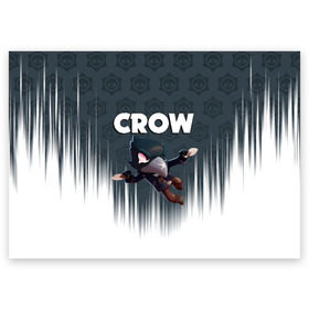 Поздравительная открытка с принтом BRAWL STARS CROW в Белгороде, 100% бумага | плотность бумаги 280 г/м2, матовая, на обратной стороне линовка и место для марки
 | brawl stars | bull | colt | crow | leon | stars | берли | бо | брок | ворон | джесси | динамайк | дэррил | кольт | леон | мортис | нита | пайпер | пенни | поко | пэм | рикошет | спайк | фрэнк | шелли | эль примо