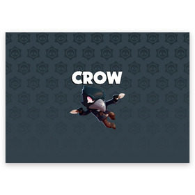 Поздравительная открытка с принтом BRAWL STARS CROW в Белгороде, 100% бумага | плотность бумаги 280 г/м2, матовая, на обратной стороне линовка и место для марки
 | brawl stars | bull | colt | crow | leon | stars | берли | бо | брок | ворон | джесси | динамайк | дэррил | кольт | леон | мортис | нита | пайпер | пенни | поко | пэм | рикошет | спайк | фрэнк | шелли | эль примо