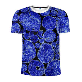 Мужская футболка 3D спортивная с принтом Синие брёвна в Белгороде, 100% полиэстер с улучшенными характеристиками | приталенный силуэт, круглая горловина, широкие плечи, сужается к линии бедра | neon | бревна | брёвнами | бревно | дрова | дровы | неон | неонка | неоновые | синие | синий | синими