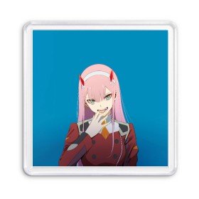 Магнит 55*55 с принтом Darling In The Franxx в Белгороде, Пластик | Размер: 65*65 мм; Размер печати: 55*55 мм | 02 | anime | darling in the franxx | hiro | manga | zero two | аниме | ахегао | любимый во франксе | манга | милый во франксе | ноль два | хиро