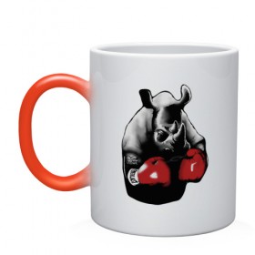 Кружка хамелеон с принтом носорог в боксерских перчатках в Белгороде, керамика | меняет цвет при нагревании, емкость 330 мл | бокс | носорог | носорог в боксерских перчатках | перчатки | силовой спорт