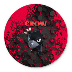 Коврик для мышки круглый с принтом Brawl Stars CROW в Белгороде, резина и полиэстер | круглая форма, изображение наносится на всю лицевую часть | brawl | brawl stars | crow | leon | stars | бравл | бравл старс | браво старс | игра | компьютерная | кров | леон | онлайн | старс