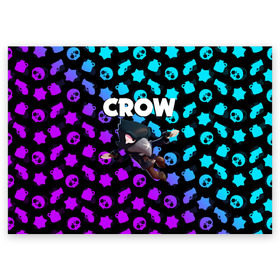 Поздравительная открытка с принтом BRAWL STARS CROW в Белгороде, 100% бумага | плотность бумаги 280 г/м2, матовая, на обратной стороне линовка и место для марки
 | brawl stars | bull | colt | crow | leon | stars | берли | бо | брок | ворон | джесси | динамайк | дэррил | кольт | леон | мортис | нита | пайпер | пенни | поко | пэм | рикошет | спайк | фрэнк | шелли | эль примо