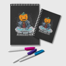 Блокнот с принтом Halloween party в Белгороде, 100% бумага | 48 листов, плотность листов — 60 г/м2, плотность картонной обложки — 250 г/м2. Листы скреплены удобной пружинной спиралью. Цвет линий — светло-серый
 | Тематика изображения на принте: diy | ghost | halloween | horror | makeup | scary | skull clown | trick or treat | вампир | ведьма | кошка | луна | магия | ночь | тыква | хэллоуин
