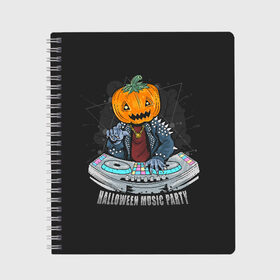 Тетрадь с принтом Halloween party в Белгороде, 100% бумага | 48 листов, плотность листов — 60 г/м2, плотность картонной обложки — 250 г/м2. Листы скреплены сбоку удобной пружинной спиралью. Уголки страниц и обложки скругленные. Цвет линий — светло-серый
 | diy | ghost | halloween | horror | makeup | scary | skull clown | trick or treat | вампир | ведьма | кошка | луна | магия | ночь | тыква | хэллоуин