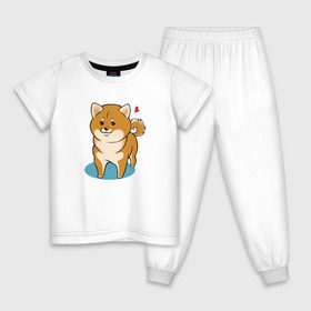 Детская пижама хлопок с принтом Шиба-ину в Белгороде, 100% хлопок |  брюки и футболка прямого кроя, без карманов, на брюках мягкая резинка на поясе и по низу штанин
 | милашка | пёсик | пушистик | собака | шиба ину | щенок