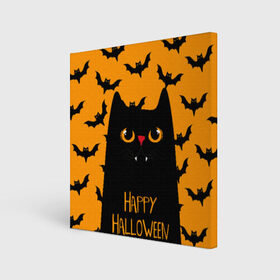 Холст квадратный с принтом Happy halloween в Белгороде, 100% ПВХ |  | Тематика изображения на принте: halloween | horror | вампир | кот | кот вампир | котик | кошка | летучие мыши | мыши | пятница 13 | страшилки | страшно | ужасы | хоррор | хэллоуин