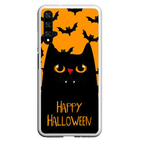 Чехол для Honor 20 с принтом Happy halloween в Белгороде, Силикон | Область печати: задняя сторона чехла, без боковых панелей | halloween | horror | вампир | кот | кот вампир | котик | кошка | летучие мыши | мыши | пятница 13 | страшилки | страшно | ужасы | хоррор | хэллоуин