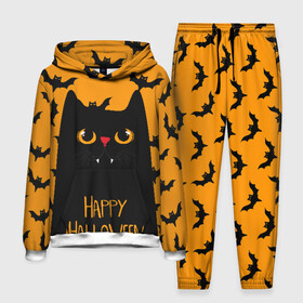 Мужской костюм 3D (с толстовкой) с принтом Happy halloween в Белгороде,  |  | Тематика изображения на принте: halloween | horror | вампир | кот | кот вампир | котик | кошка | летучие мыши | мыши | пятница 13 | страшилки | страшно | ужасы | хоррор | хэллоуин