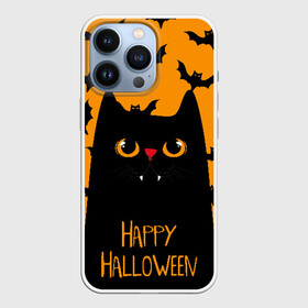 Чехол для iPhone 13 Pro с принтом Happy halloween в Белгороде,  |  | Тематика изображения на принте: halloween | horror | вампир | кот | кот вампир | котик | кошка | летучие мыши | мыши | пятница 13 | страшилки | страшно | ужасы | хоррор | хэллоуин