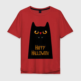 Мужская футболка хлопок Oversize с принтом Happy halloween в Белгороде, 100% хлопок | свободный крой, круглый ворот, “спинка” длиннее передней части | 