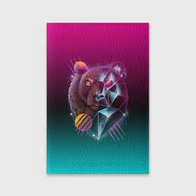 Обложка для паспорта матовая кожа с принтом RETRO CYBER BEAR NEON в Белгороде, натуральная матовая кожа | размер 19,3 х 13,7 см; прозрачные пластиковые крепления | hotline miami | neon | outrun | outrun electro | retro | retrowave | synth | synthwave | неон | ретро | хотлайн майами