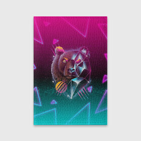 Обложка для паспорта матовая кожа с принтом RETRO CYBER BEAR NEON в Белгороде, натуральная матовая кожа | размер 19,3 х 13,7 см; прозрачные пластиковые крепления | hotline miami | neon | new retro wave | outrun | outrun electro | retro | retrowave | synth | synthwave | медведь | неон | ретро | хотлайн майами