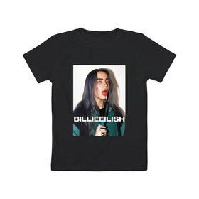 Детская футболка хлопок с принтом BILLIE EILISH в Белгороде, 100% хлопок | круглый вырез горловины, полуприлегающий силуэт, длина до линии бедер | bilie | billi | billie | eilish | eillish | elish | ellish | айлиш | алиш | били | билли | эйлиш | элиш