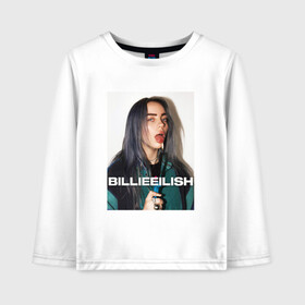 Детский лонгслив хлопок с принтом BILLIE EILISH в Белгороде, 100% хлопок | круглый вырез горловины, полуприлегающий силуэт, длина до линии бедер | bilie | billi | billie | eilish | eillish | elish | ellish | айлиш | алиш | били | билли | эйлиш | элиш