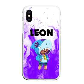 Чехол для iPhone XS Max матовый с принтом BRAWL STARS LEON SHARK в Белгороде, Силикон | Область печати: задняя сторона чехла, без боковых панелей | android | brawl stars | colt | crow | games | leon | penny | poco. | shelly | spike | wanted | брав | бравл старс | звезды | игры | мобильные игры | старс