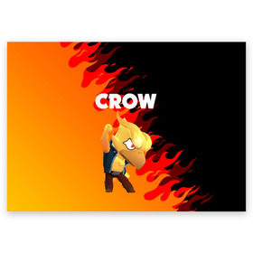 Поздравительная открытка с принтом BRAWL STARS CROW PHOENIX в Белгороде, 100% бумага | плотность бумаги 280 г/м2, матовая, на обратной стороне линовка и место для марки
 | android | brawl stars | colt | crow | games | leon | penny | poco. | shelly | spike | wanted | брав | бравл старс | звезды | игры | мобильные игры | старс