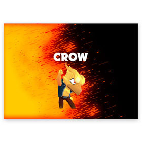 Поздравительная открытка с принтом BRAWL STARS CROW PHOENIX в Белгороде, 100% бумага | плотность бумаги 280 г/м2, матовая, на обратной стороне линовка и место для марки
 | Тематика изображения на принте: android | brawl stars | colt | crow | games | leon | penny | poco. | shelly | spike | wanted | брав | бравл старс | звезды | игры | мобильные игры | старс