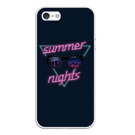 Чехол для iPhone 5/5S матовый с принтом Summer Nights в Белгороде, Силикон | Область печати: задняя сторона чехла, без боковых панелей | 80 | cyber | game | hotline | hotlinemiami | maiami | music | nights | outrun | retro | retrowave | summer | synth | synthwave | игра | кибер | лето | ночь | ретро