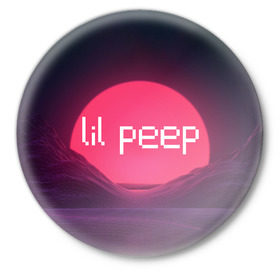 Значок с принтом lil peep(Logo) в Белгороде,  металл | круглая форма, металлическая застежка в виде булавки | cry baby | lil peep | logo | rap | заход солнца | знаменитости. эмо | известный исполнитель | неон | пип | редактируемое лого | реп | розоватый оттенок | рок | рэп | яркий фон