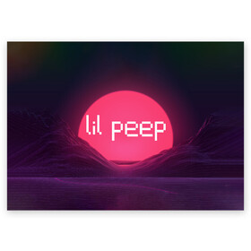 Поздравительная открытка с принтом lil peep(Logo) в Белгороде, 100% бумага | плотность бумаги 280 г/м2, матовая, на обратной стороне линовка и место для марки
 | cry baby | lil peep | logo | rap | заход солнца | знаменитости. эмо | известный исполнитель | неон | пип | редактируемое лого | реп | розоватый оттенок | рок | рэп | яркий фон
