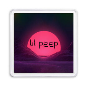 Магнит 55*55 с принтом lil peep(Black Logo) в Белгороде, Пластик | Размер: 65*65 мм; Размер печати: 55*55 мм | Тематика изображения на принте: cry baby | lil peep | logo | rap | заход солнца | знаменитости. эмо | известный исполнитель | неон | пип | редактируемое лого | реп | розоватый оттенок | рок | рэп | яркий фон