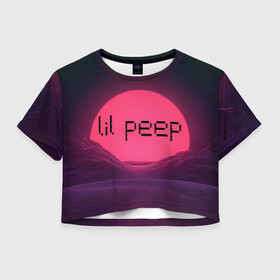 Женская футболка Crop-top 3D с принтом lil peep(Black Logo) в Белгороде, 100% полиэстер | круглая горловина, длина футболки до линии талии, рукава с отворотами | cry baby | lil peep | logo | rap | заход солнца | знаменитости. эмо | известный исполнитель | неон | пип | редактируемое лого | реп | розоватый оттенок | рок | рэп | яркий фон