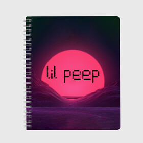 Тетрадь с принтом lil peep(Black Logo) в Белгороде, 100% бумага | 48 листов, плотность листов — 60 г/м2, плотность картонной обложки — 250 г/м2. Листы скреплены сбоку удобной пружинной спиралью. Уголки страниц и обложки скругленные. Цвет линий — светло-серый
 | Тематика изображения на принте: cry baby | lil peep | logo | rap | заход солнца | знаменитости. эмо | известный исполнитель | неон | пип | редактируемое лого | реп | розоватый оттенок | рок | рэп | яркий фон