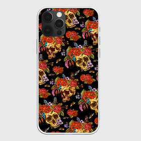 Чехол для iPhone 12 Pro Max с принтом Skulls and Roses в Белгороде, Силикон |  | Тематика изображения на принте: flowers | halloween | rose | skull | tattoo | жуки | насекомые | роза | тату | татуировка | хеллоуин | хэллоуин | цветок | цветы | череп