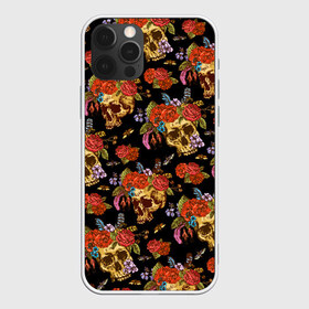 Чехол для iPhone 12 Pro Max с принтом Skulls and Roses в Белгороде, Силикон |  | flowers | halloween | rose | skull | tattoo | жуки | насекомые | роза | тату | татуировка | хеллоуин | хэллоуин | цветок | цветы | череп