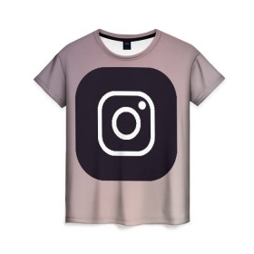 Женская футболка 3D с принтом instagram(logo and background) в Белгороде, 100% полиэфир ( синтетическое хлопкоподобное полотно) | прямой крой, круглый вырез горловины, длина до линии бедер | instagram | logo | инстаграм | лого | мягкие цвета | приложение | простая картинка | фотоаппарат | черная картинка | черный | черный значок | черный цвет