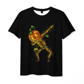 Мужская футболка 3D с принтом Dabbing Pumpkin в Белгороде, 100% полиэфир | прямой крой, круглый вырез горловины, длина до линии бедер | 19 | 2019 | cat | ghost | halloween | ведьма | динозавр | кости | кошка | ночь | паук | приведение | призрак | скелет | тыква | тьма | ужас | хелловин | хеллоувин | хэллоуин | череп