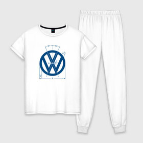 Женская пижама хлопок с принтом Volkswagen в Белгороде, 100% хлопок | брюки и футболка прямого кроя, без карманов, на брюках мягкая резинка на поясе и по низу штанин | golf | golf gti | volkswagen | вольксваген | фолькс ваген | фольксваген