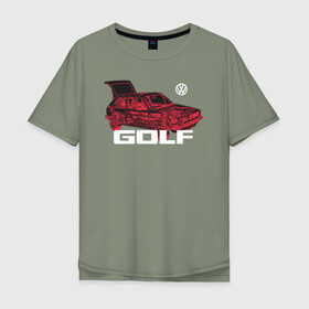 Мужская футболка хлопок Oversize с принтом Golf  в Белгороде, 100% хлопок | свободный крой, круглый ворот, “спинка” длиннее передней части | golf | golf gti | volkswagen | вольксваген | фолькс ваген | фольксваген