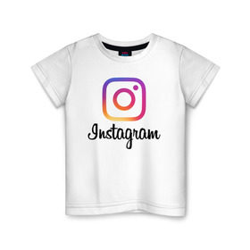 Детская футболка хлопок с принтом Instagram в Белгороде, 100% хлопок | круглый вырез горловины, полуприлегающий силуэт, длина до линии бедер | Тематика изображения на принте: application | instagram | инстаграм | приложение