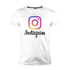 Мужская футболка премиум с принтом Instagram в Белгороде, 92% хлопок, 8% лайкра | приталенный силуэт, круглый вырез ворота, длина до линии бедра, короткий рукав | application | instagram | инстаграм | приложение