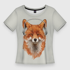 Женская футболка 3D Slim с принтом Лиса в наушниках в Белгороде,  |  | 20 | 2020 | 2k20 | 2к20 | animal | animals | forest | fox | headphones | music | new year | redhead | smile | животное | животные | зима | лес | лис | лиса | лисица | музыка | наушники | новый год | рыжая | смайл | улыбка | фыр