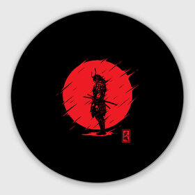 Коврик для мышки круглый с принтом Samurai в Белгороде, резина и полиэстер | круглая форма, изображение наносится на всю лицевую часть | ahegao | anime | blood | japan | samurai | senpai | warior | аниме | ахегао | воин | катана | кровавая | кровавый | кровь | луна | самураи | самурай | семпай | сенпай | солнце | япония
