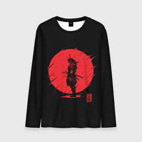 Мужской лонгслив 3D с принтом Samurai в Белгороде, 100% полиэстер | длинные рукава, круглый вырез горловины, полуприлегающий силуэт | ahegao | anime | blood | japan | samurai | senpai | warior | аниме | ахегао | воин | катана | кровавая | кровавый | кровь | луна | самураи | самурай | семпай | сенпай | солнце | япония