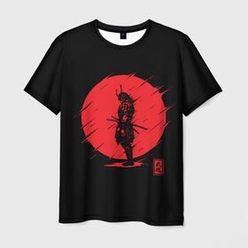 Мужская футболка 3D с принтом Samurai в Белгороде, 100% полиэфир | прямой крой, круглый вырез горловины, длина до линии бедер | Тематика изображения на принте: ahegao | anime | blood | japan | samurai | senpai | warior | аниме | ахегао | воин | катана | кровавая | кровавый | кровь | луна | самураи | самурай | семпай | сенпай | солнце | япония