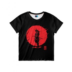 Детская футболка 3D с принтом Samurai в Белгороде, 100% гипоаллергенный полиэфир | прямой крой, круглый вырез горловины, длина до линии бедер, чуть спущенное плечо, ткань немного тянется | ahegao | anime | blood | japan | samurai | senpai | warior | аниме | ахегао | воин | катана | кровавая | кровавый | кровь | луна | самураи | самурай | семпай | сенпай | солнце | япония
