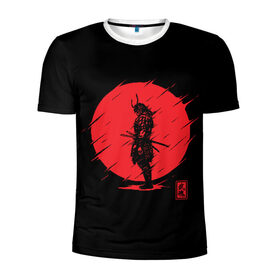 Мужская футболка 3D спортивная с принтом Samurai в Белгороде, 100% полиэстер с улучшенными характеристиками | приталенный силуэт, круглая горловина, широкие плечи, сужается к линии бедра | ahegao | anime | blood | japan | samurai | senpai | warior | аниме | ахегао | воин | катана | кровавая | кровавый | кровь | луна | самураи | самурай | семпай | сенпай | солнце | япония