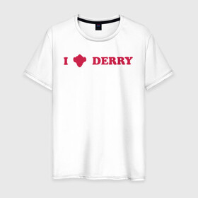 Мужская футболка хлопок с принтом I love Derry в Белгороде, 100% хлопок | прямой крой, круглый вырез горловины, длина до линии бедер, слегка спущенное плечо. | clown | derry | it 2 | it: chapter two | loser | lover | pennywise | shtatit | stephen king | warner brothers | ворнер бразерс | дерри | клоун | оно 2 | пеннивайз | стивен кинг