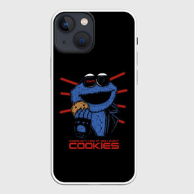 Чехол для iPhone 13 mini с принтом Come with me if you want в Белгороде,  |  | cookie | cookiemonster | delicious | eat | monster | yummy | еда | коржик | куки | кукимонстр | монстр | печенье | сладости | улица | улицасезам