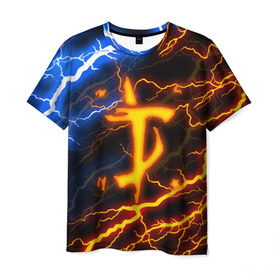 Мужская футболка 3D с принтом DOOM SLAYER в Белгороде, 100% полиэфир | прямой крой, круглый вырез горловины, длина до линии бедер | doom | doom eternal | thunder | дум | молнии | шторм