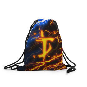 Рюкзак-мешок 3D с принтом DOOM SLAYER в Белгороде, 100% полиэстер | плотность ткани — 200 г/м2, размер — 35 х 45 см; лямки — толстые шнурки, застежка на шнуровке, без карманов и подкладки | doom | doom eternal | thunder | дум | молнии | шторм
